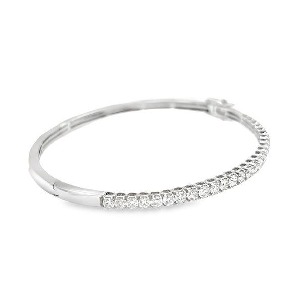 18ct White Gold Diamond Set Bangle side