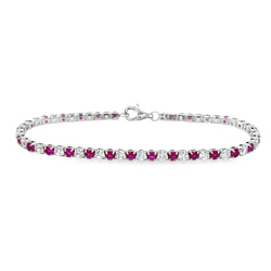 Sterling Silver 3mm Red & White CZ Tennis Bracelet