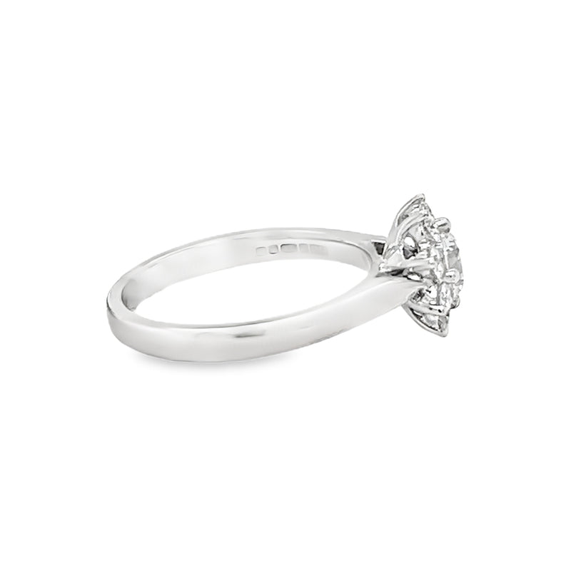 Diamond Daisy Cluster Ring 0.88ct 18ct White Gold side 2