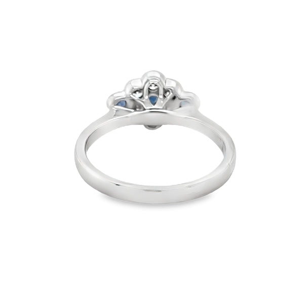 9ct White Gold Sapphire & Diamond Daisy Cluster Ring rear