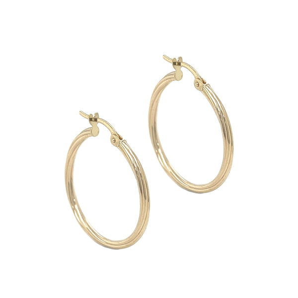 9ct Yellow Gold 24mm Twisted Hoop Earrings