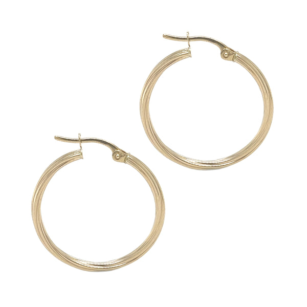 9ct Yellow Gold 24mm Twisted Hoop Earrings