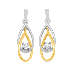 9ct White & Yellow Gold Diamond Drop Earrings