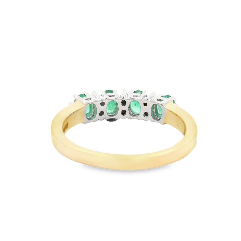 Emerald & Diamond Eternity Ring 9ct Gold rear