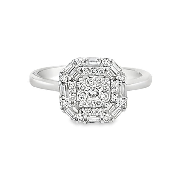 Diamond Multi Cut Cluster Ring 0.43ct 18ct White Gold