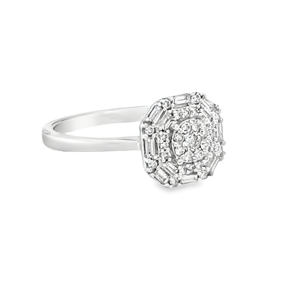 Diamond Multi Cut Cluster Ring 0.43ct 18ct White Gold side