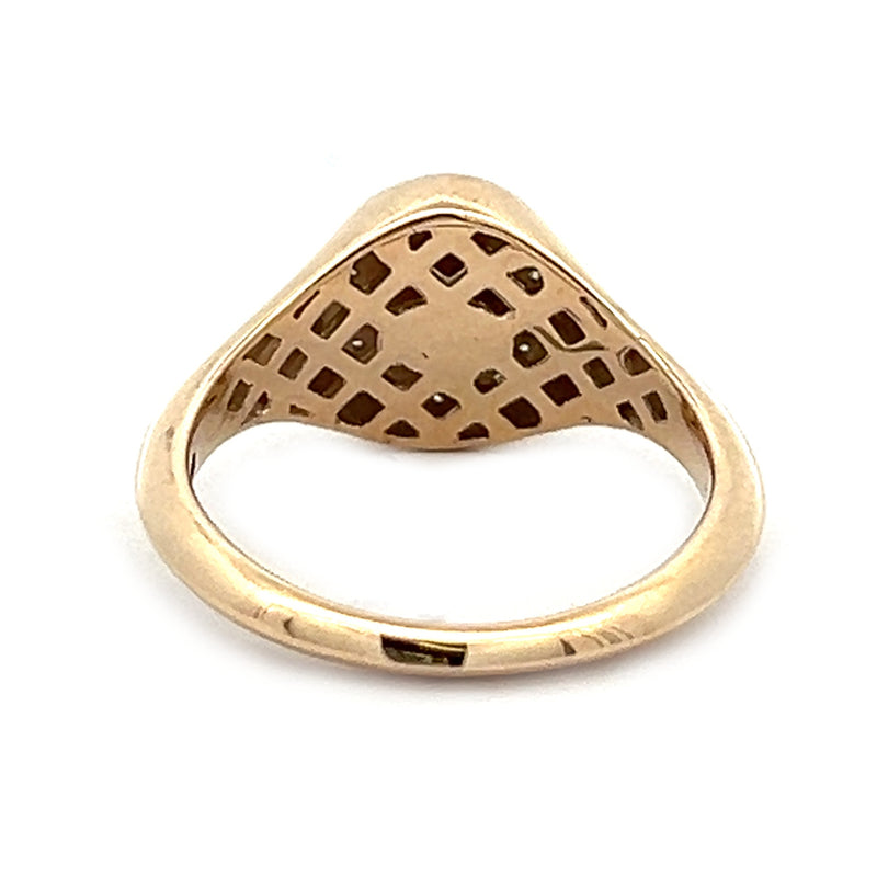 Oval Diamond Edge Signet Ring 9ct Gold rear