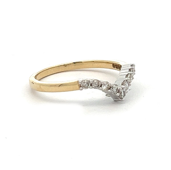 9ct Gold Diamond Wishbone Ring 0.25ct Side