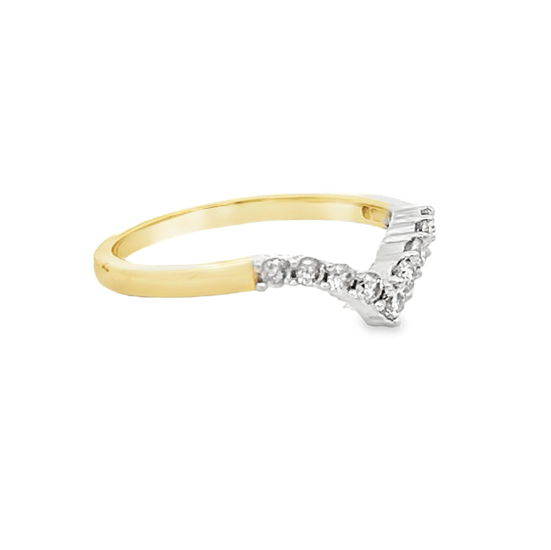 9ct Gold Diamond Wishbone Ring 0.25ct side