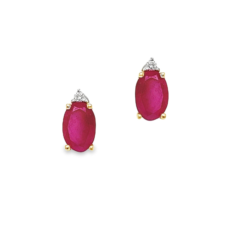 9ct Gold Ruby & Diamond Stud Earrings