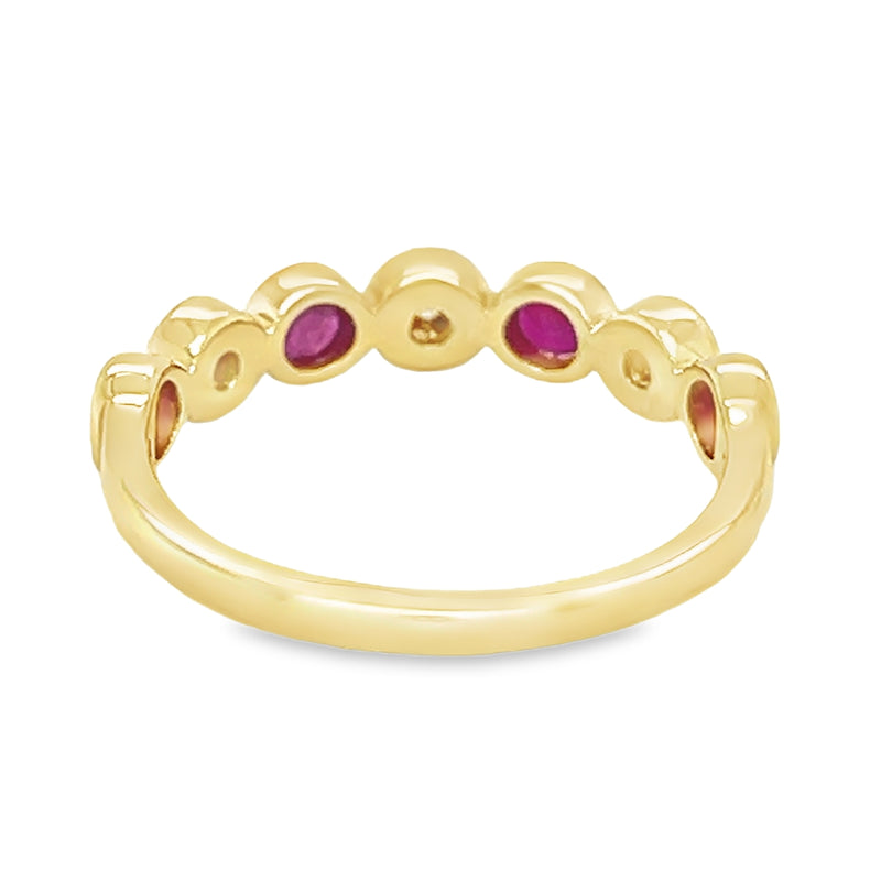 Ruby & Diamond Eternity Ring 9ct Gold rear