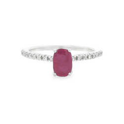 Oval Ruby & Diamond Ring 9ct Gold