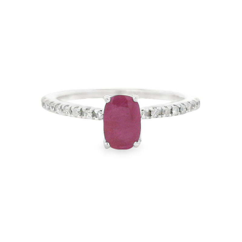 Oval Ruby & Diamond Ring 9ct Gold