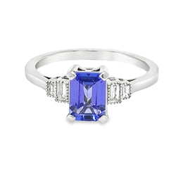 Tanzanite & Diamond Ring 9ct White Gold