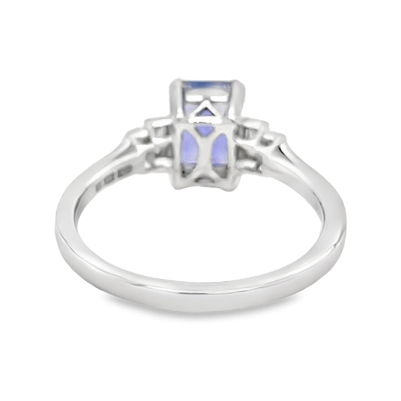 Tanzanite & Diamond Ring 9ct White Gold rear