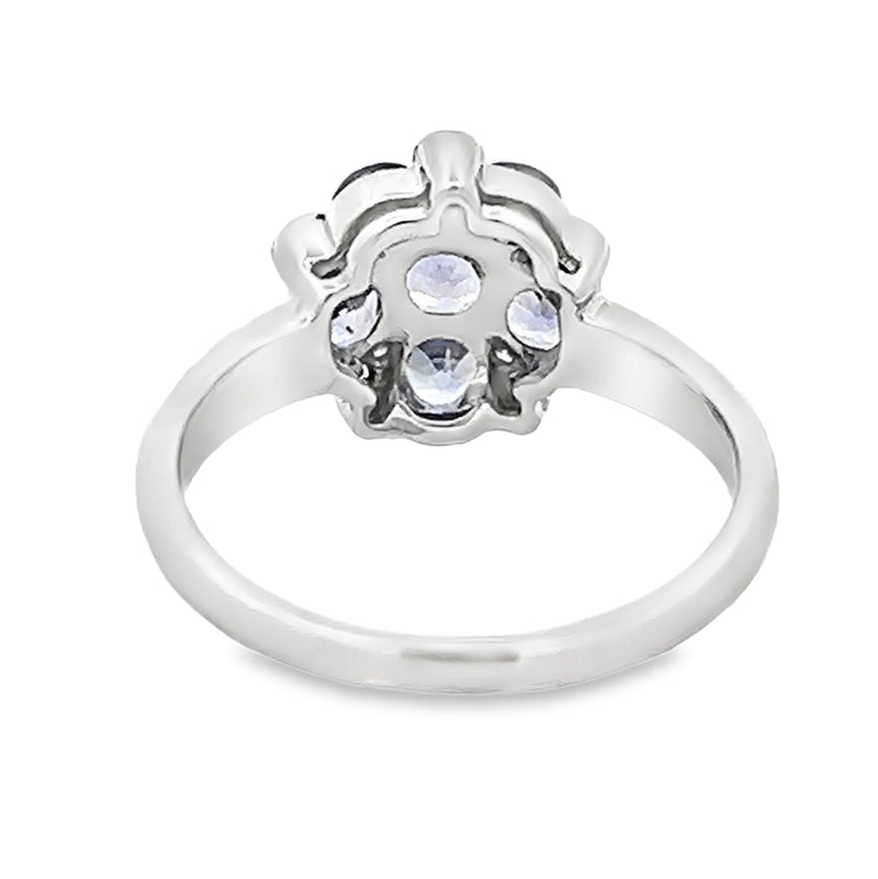  Tanzanite & Diamond Flower Cluster Ring 9ct White Gold rear