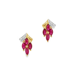 9ct Yellow Gold Marquise Ruby Earrings