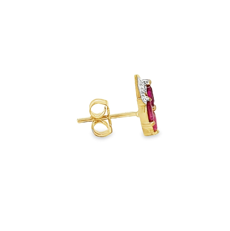 9ct Yellow Gold Marquise Ruby Earrings side