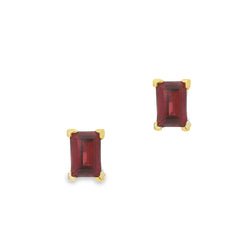 9ct Gold Rectangular Garnet Stud Earrings