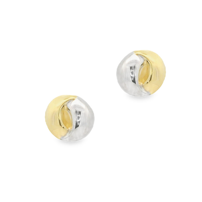 9ct Yellow & White Gold Stud Earrings