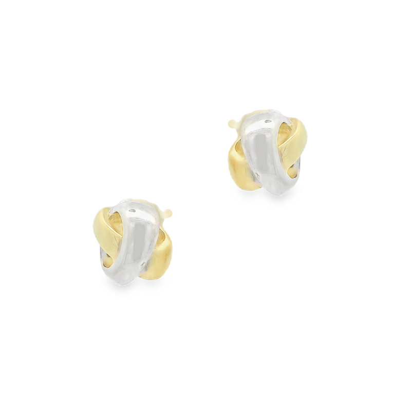 9ct Yellow & White Gold Stud Earrings