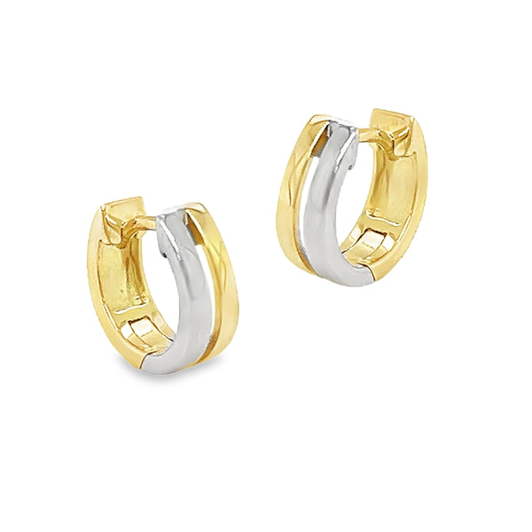 9ct 2-Colour Gold 11mm Huggy Earrings