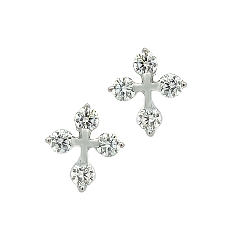 Sterling Silver CZ Cross Earrings