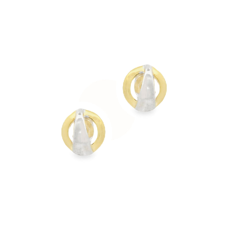 9ct Yellow & White Gold Circle Stud Earrings