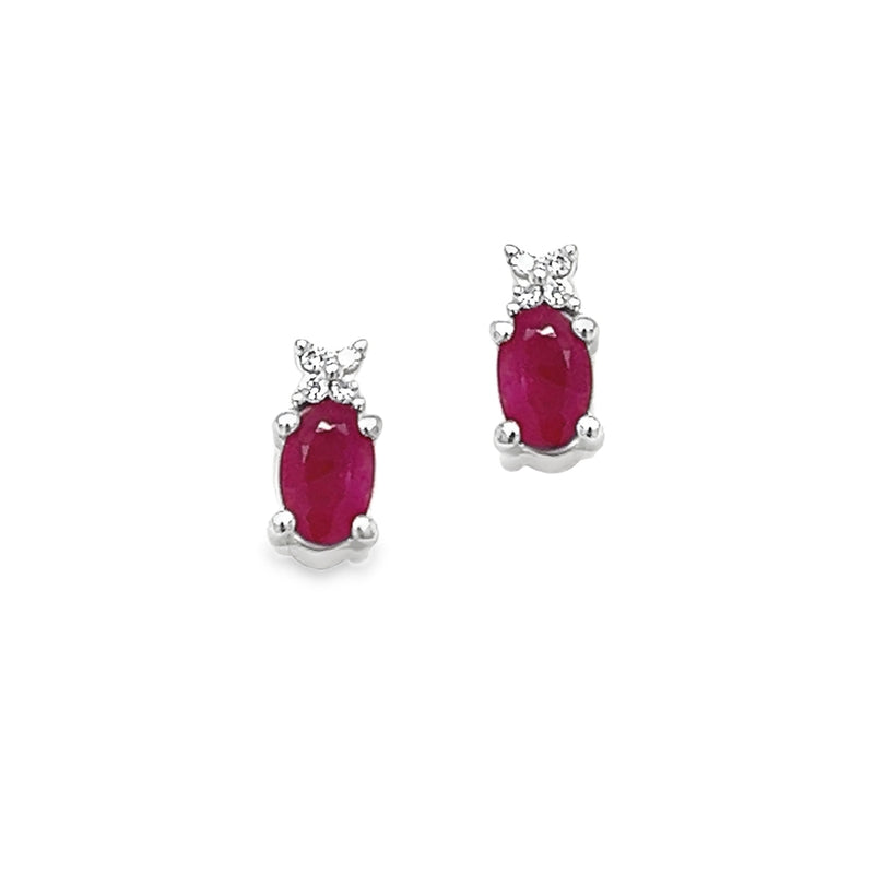 9ct Gold Ruby & Diamond Stud Earrings