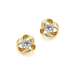 9ct Yellow Gold CZ Knot Stud Earrings