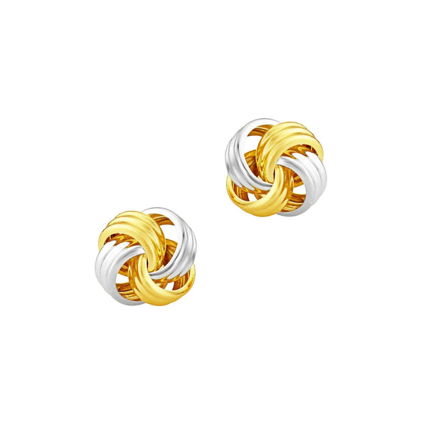 9ct Yellow & White Gold 6mm Ribbed Knot Earrings