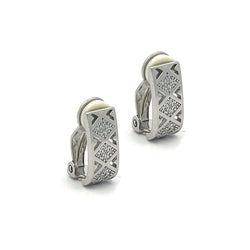 Silver Cubic Zirconia Clip On Earrings 