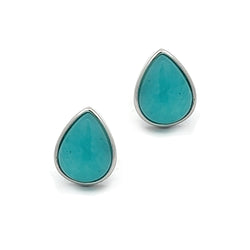 Sterling Silver Pear Amazonite Stud Earrings