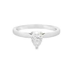 Platinum Solitaire Pear Cut Diamond Ring 0.50ct