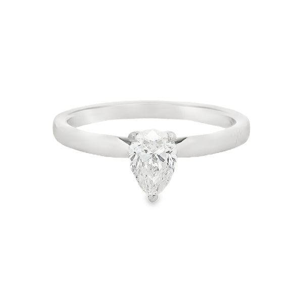 Platinum Solitaire Pear Cut Diamond Ring 0.50ct