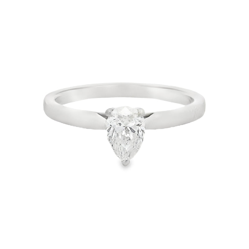 Platinum Solitaire Pear Cut Diamond Ring 0.50ct