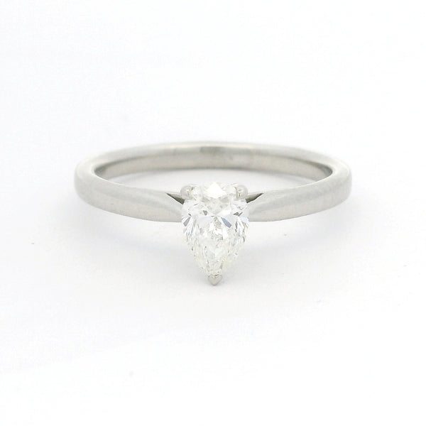 Platinum Solitaire Pear Cut Diamond Ring 0.50ct