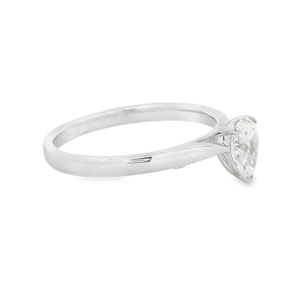 Platinum Solitaire Pear Cut Diamond Ring 0.50ct side