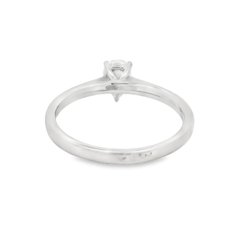 Platinum Solitaire Pear Cut Diamond Ring 0.50ct rear