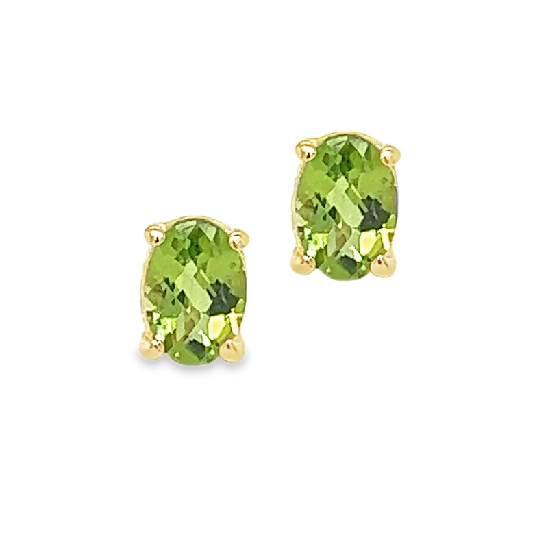 9ct Gold Chequerboard Cut Peridot Earrings