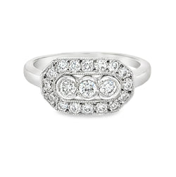 Diamond Trilogy Halo Ring 0.58ct 18ct White Gold