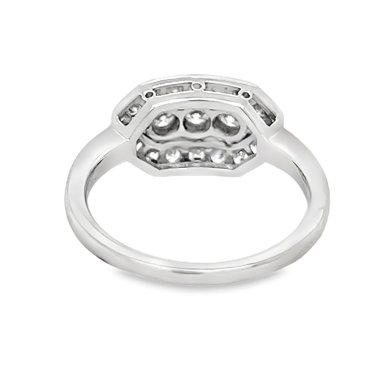 Diamond Trilogy Halo Ring 0.58ct 18ct White Gold rear