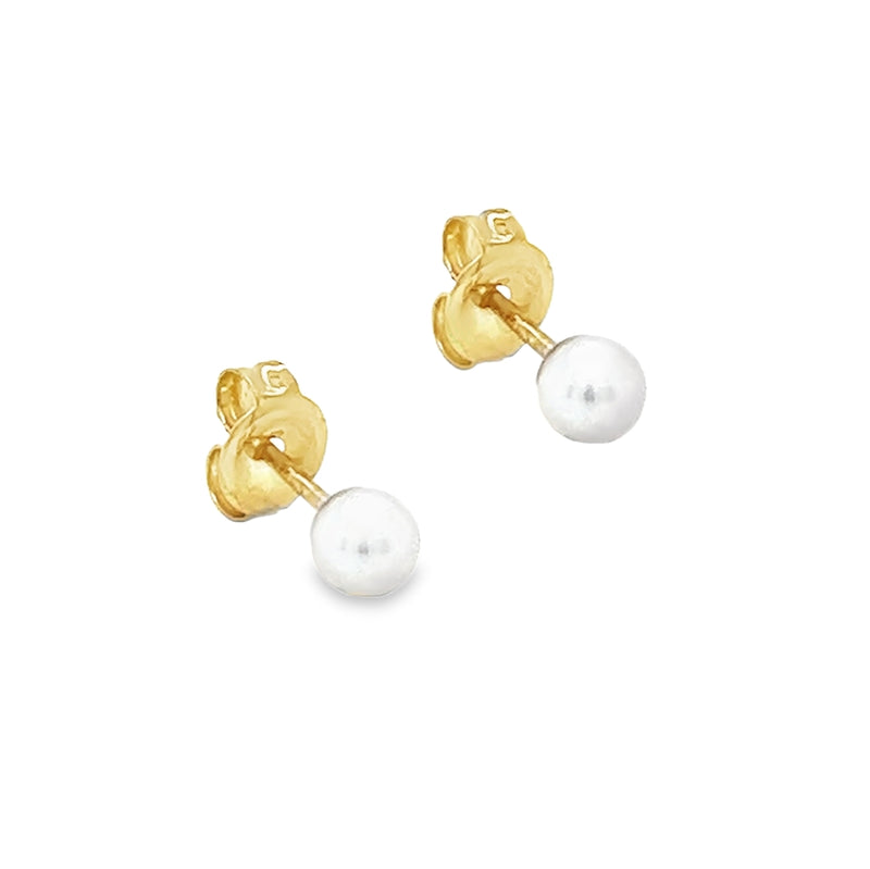 3.5-4mm Cultured Pearl Earring 9ct Gold side