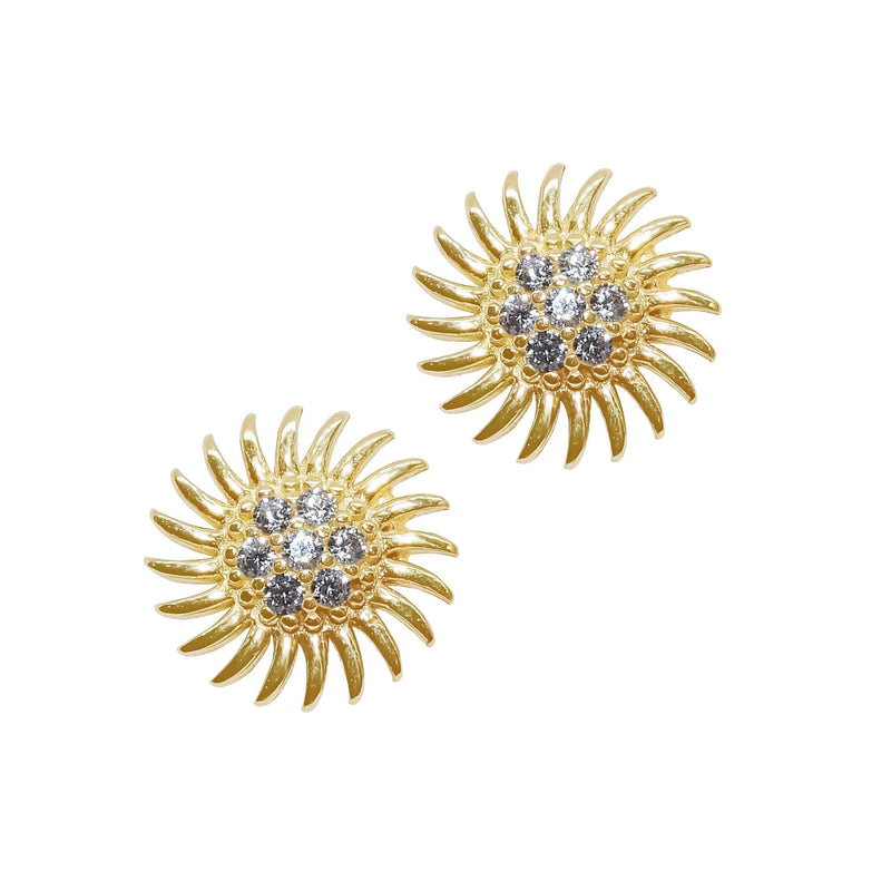 9ct Yellow Gold Sunshine CZ Stud Earrings