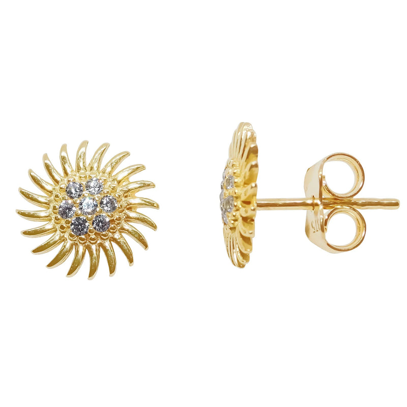 9ct Yellow Gold Sunshine CZ Stud Earrings side