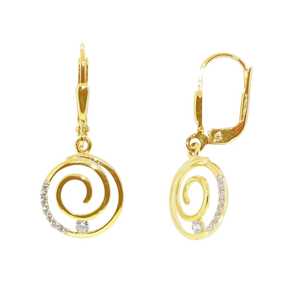 9ct Gold CZ Circle Drop Earrings side