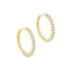 9ct Yellow Gold 18mm CZ Hoop Earrings