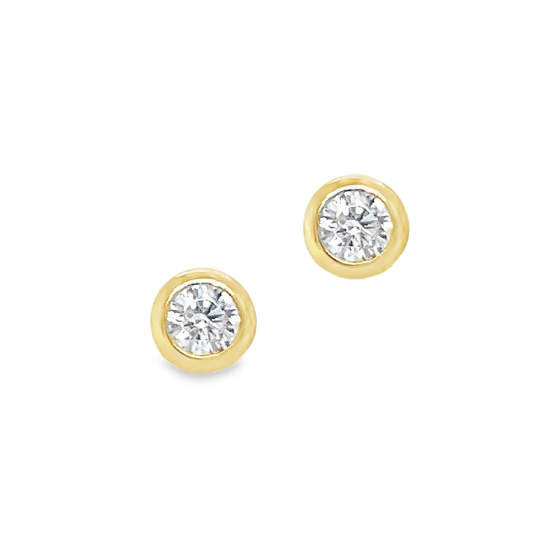 9ct Yellow Gold 4mm CZ Bouton Stud Earrings