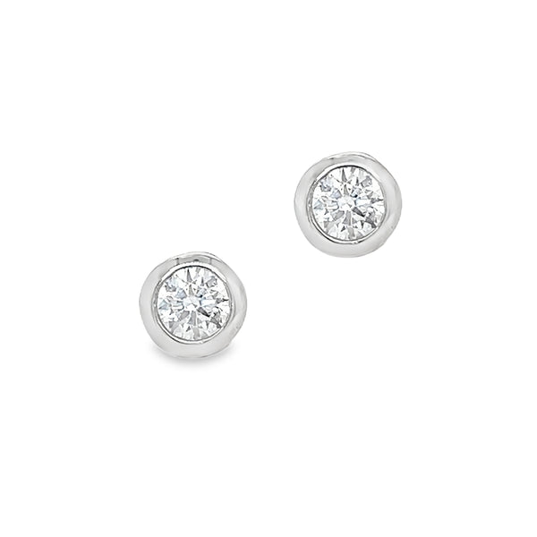 9ct White Gold 6mm CZ Bouton Stud Earrings