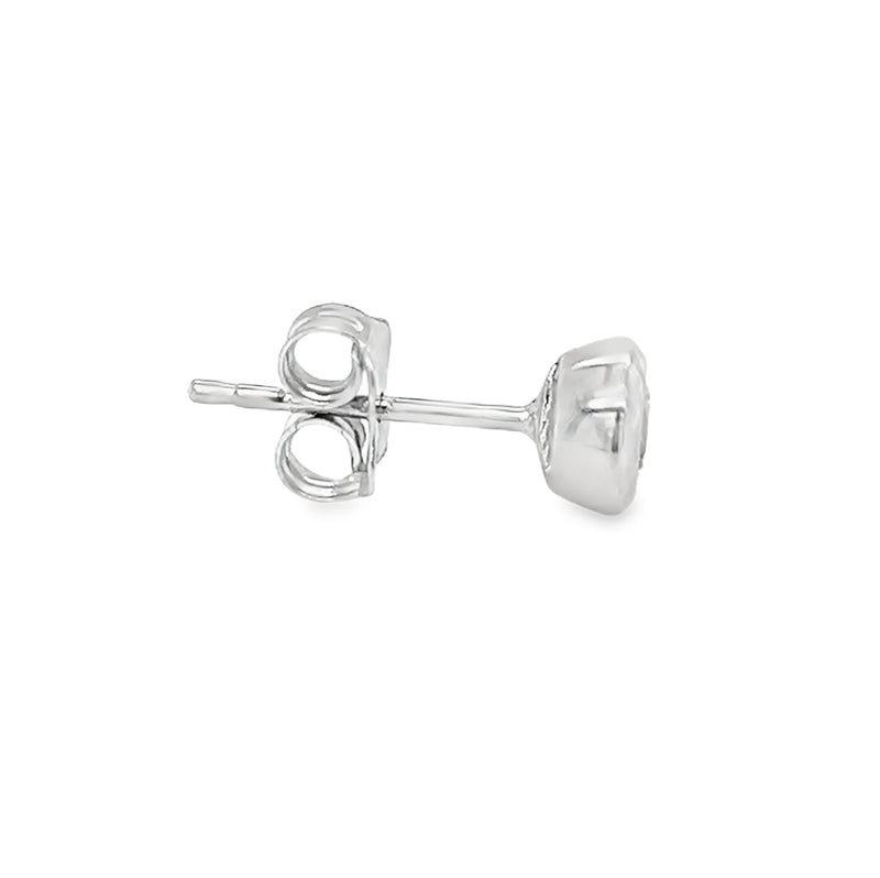 9ct White Gold 6mm CZ Bouton Stud Earrings side